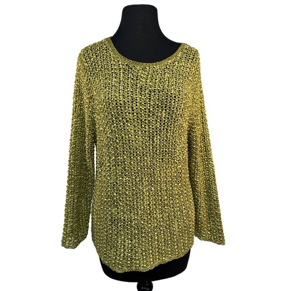 Sigrid Olsen Sport Womens Size Large Avocado  Green Loose Knit Sweater - Picture 1 of 8